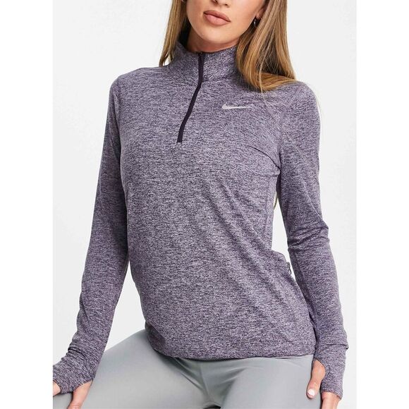 Nike Running Dri-Fit Half Zip Long Sleeve 1 Pocket Pullover Top Size L Purple - Picture 1 of 16